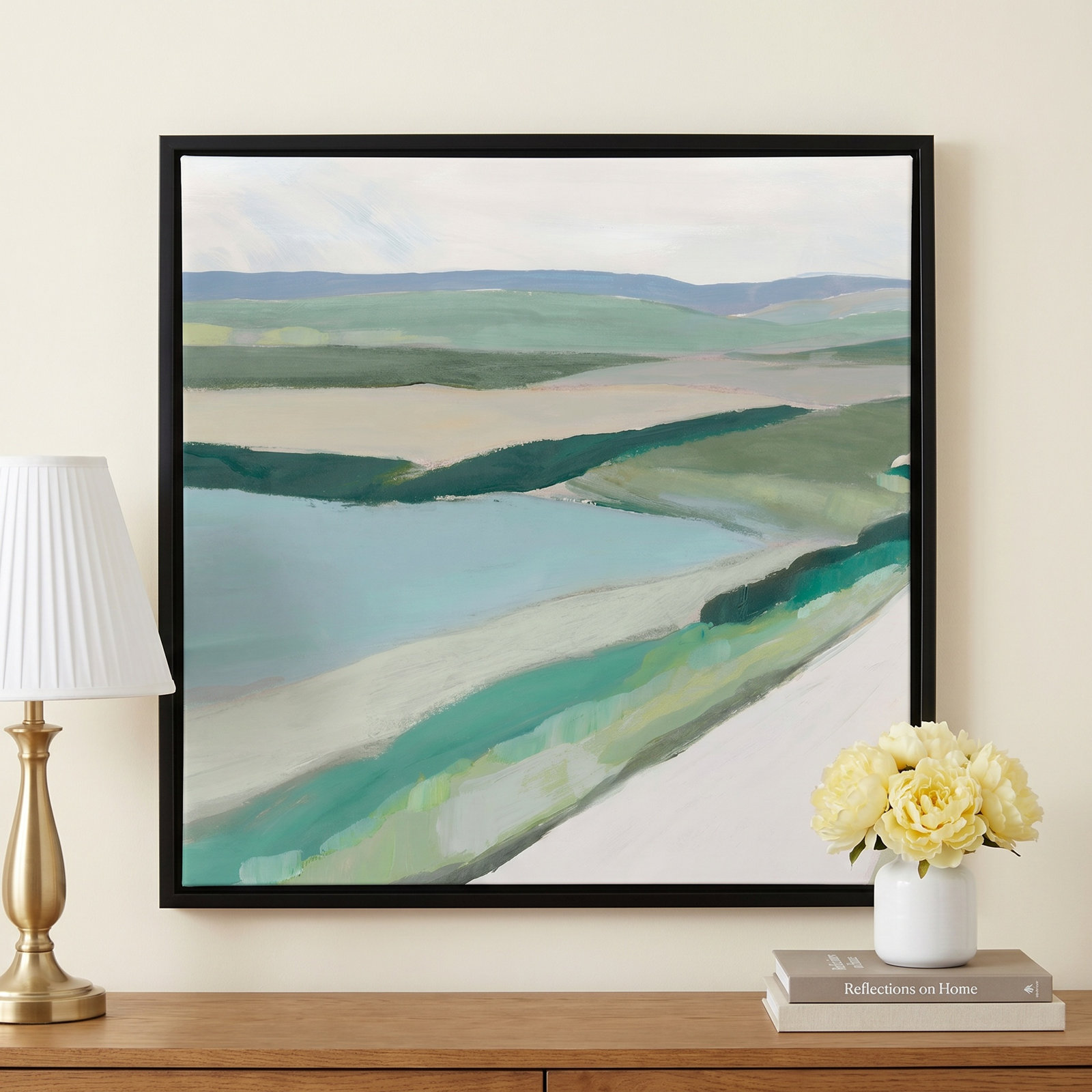 Wolfdale "Fields of Green I" Print by Ian C, Satin Black Framed, 23.5" H x 23.5" W x 1.25" D