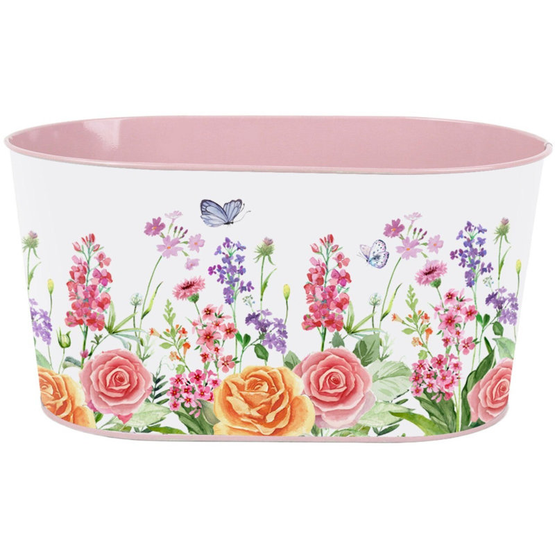 Seau en métal imprimé floral Fiesta