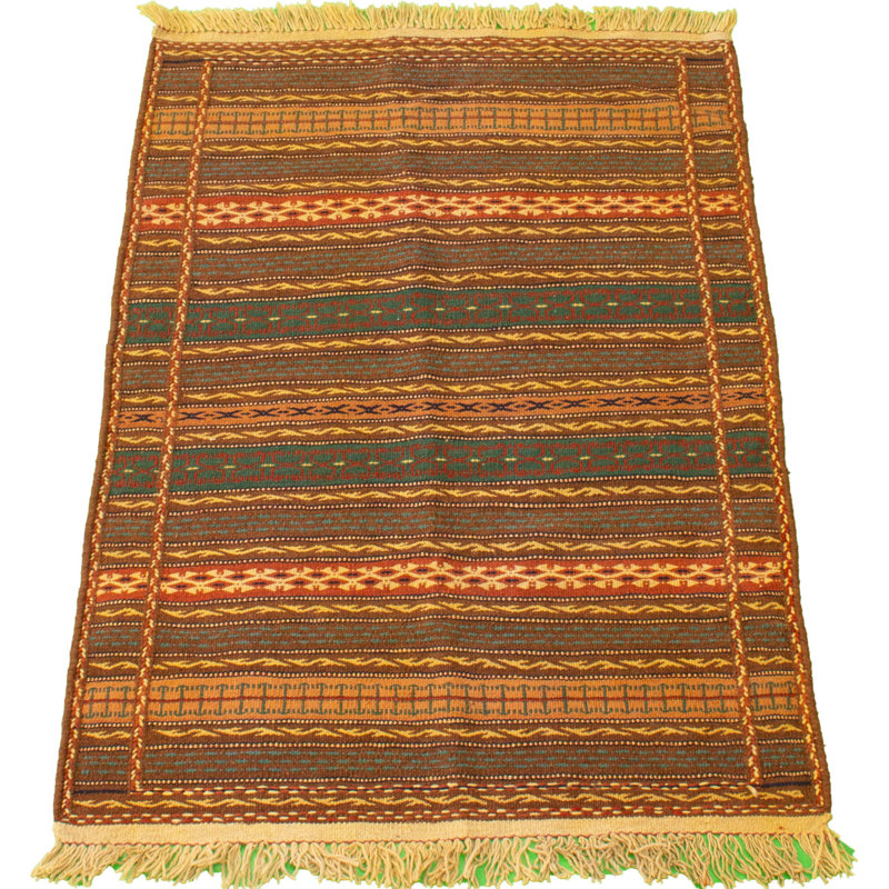 Tapis brun en laine fabriqué à la main kilim Funderburg