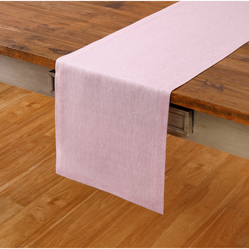100% Pure Linen Table Runner - Athena, 120" x 14", Bubblegum Pink