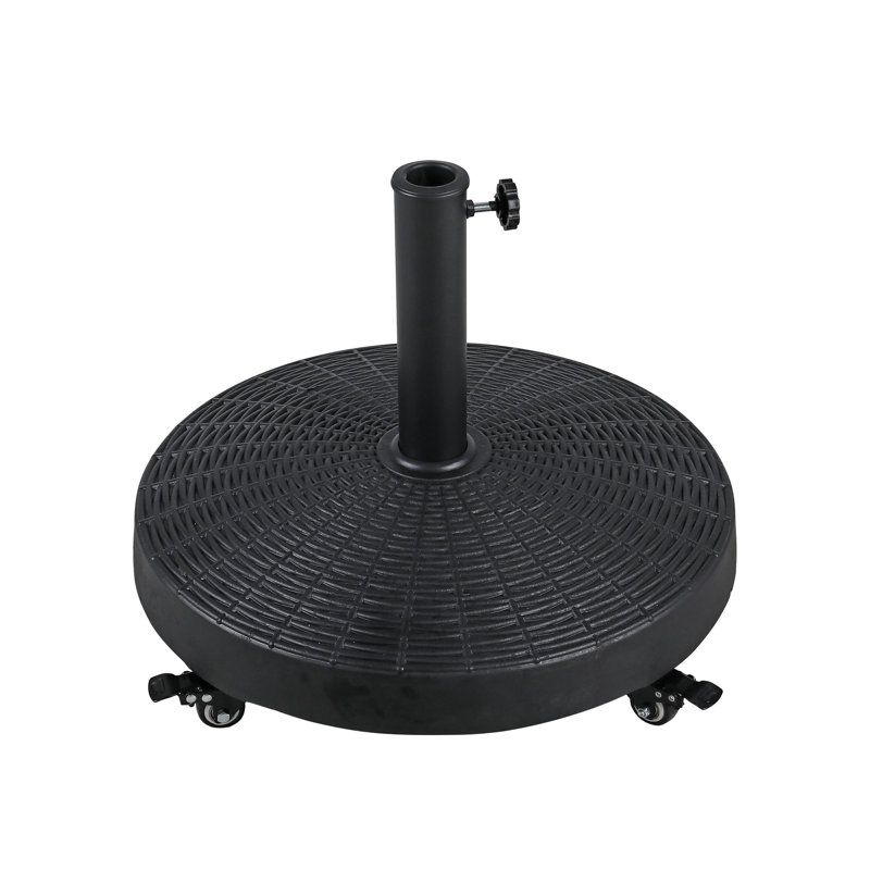 Pied de parasol autoportant en résine Léopold 52 lb avec roulettes, Noir, noir, noir, noir
