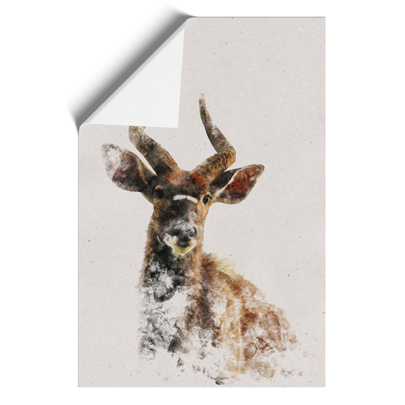 A Curious Antelope Watercolour - Frameless Print, 42cm H x 30cm W x 0.1cm D