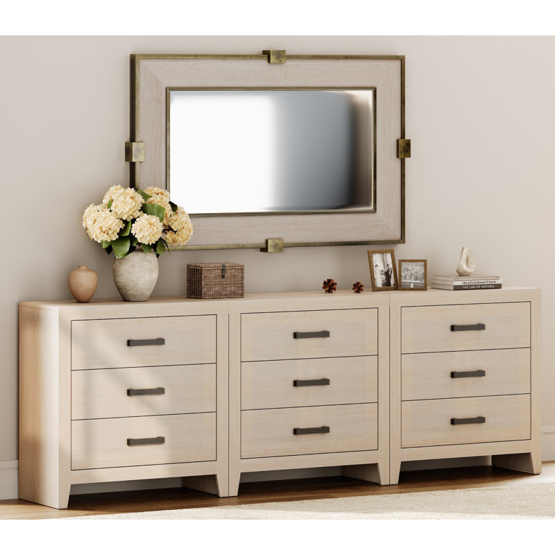 Ensemble de 3 commodes à 3 tiroirs Farmhouse, Beige