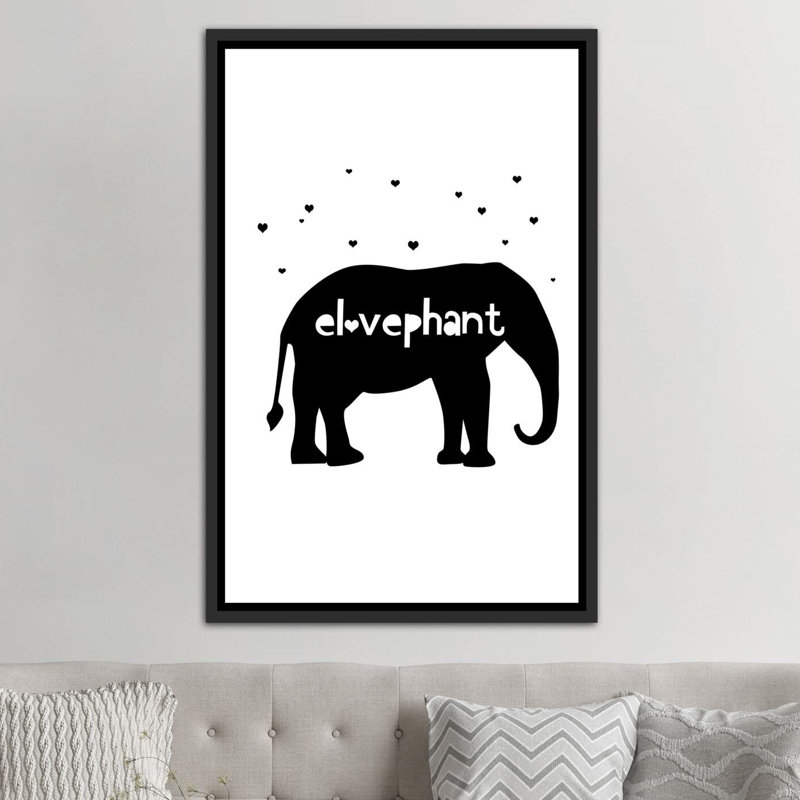Éléphant, art sur toile, H 60 po x l 40po x P 1,5 po, Toile avec cadre noir
