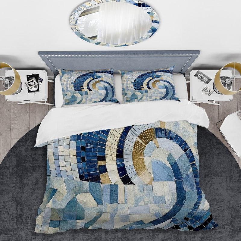 Ensemble de housse de couette Gold Constructing Blue Realms IV - Abstract Shapes