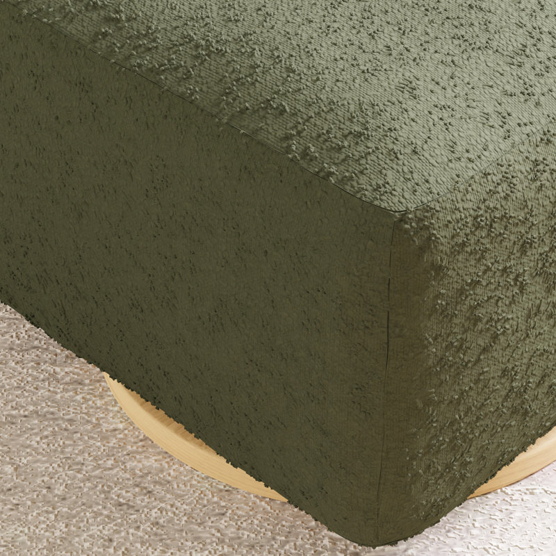 Kiwi Gliding Ottoman, Olive Boucle, Natural