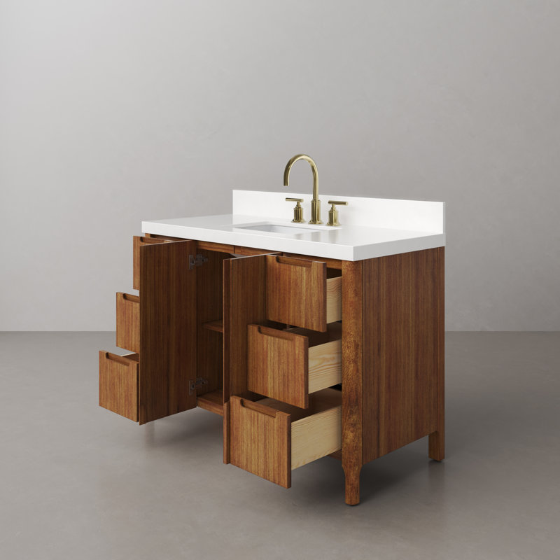 Sequoia 48 In. Single Sink Whitebrook Quartz Countertop Bath Vanity in Mango Wood With ORB Faucet, Mango Wood