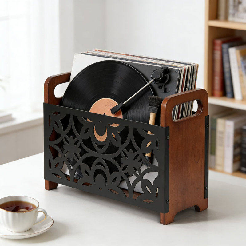 Porte-revues en bois avec motif Lotus