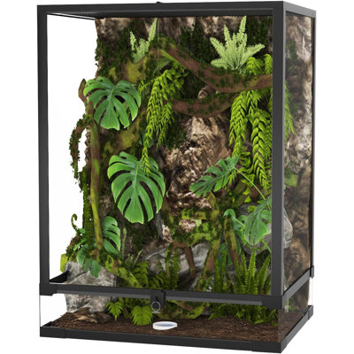 Terrarium en verre pour reptile spacieux et sécuritaire - Habitat de 67 gallons de hauteur avec ventilation par le haut, portes à double charnière, imperméable et base imperméable - parfait pour le dragon barbu, le lézard