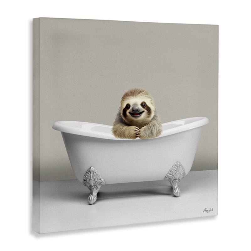 «Happy Sloth In Bathaign On Canvas» par Roozbeh, impression, H 30 po x l 30 po x P 1,5 po