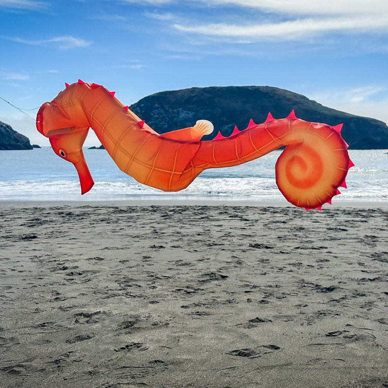 40-Inch Orange Polyester Seahorse 3D Windsock