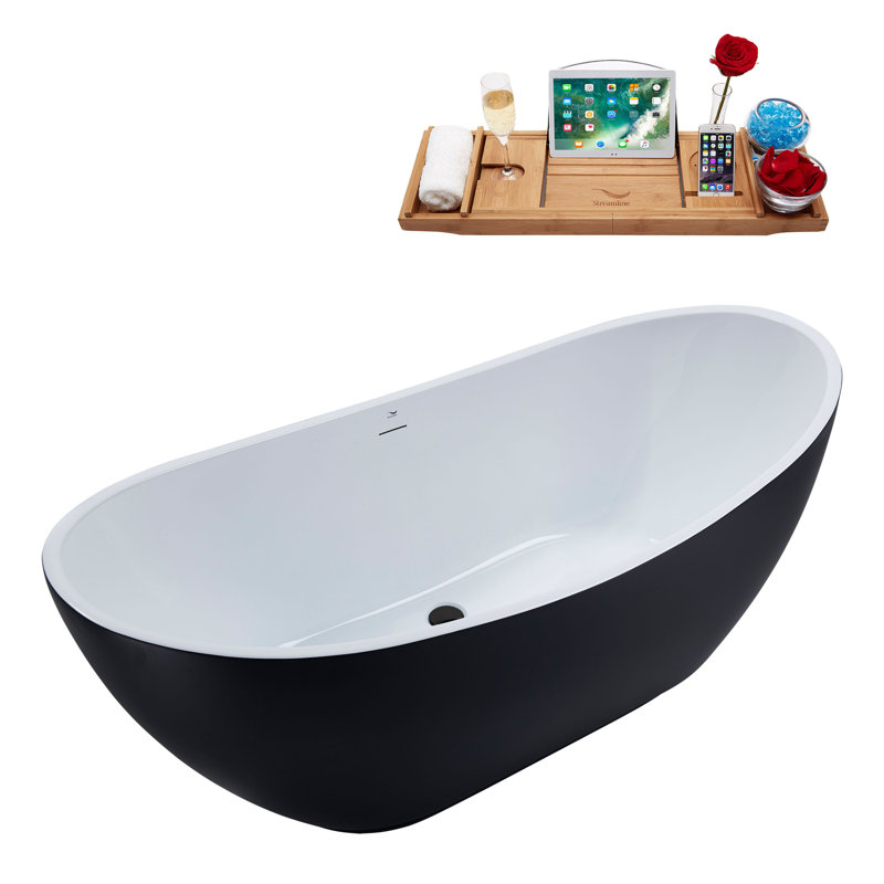 62.2'' x 28.3'' Soaking Acrylic Bathtub, Matte Black