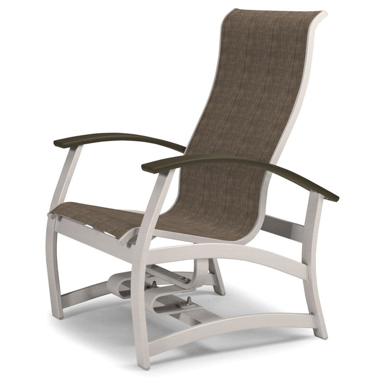 Askar Swivel Powder Coated Aluminum Outdoor Lounge Chair, Textured Snow, Bristol Taupe Sunbrella®, Beachwood P40