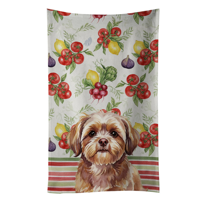 Liver Shih Tzu Vegetables Kitchen Towel, Liver Shih Tzu