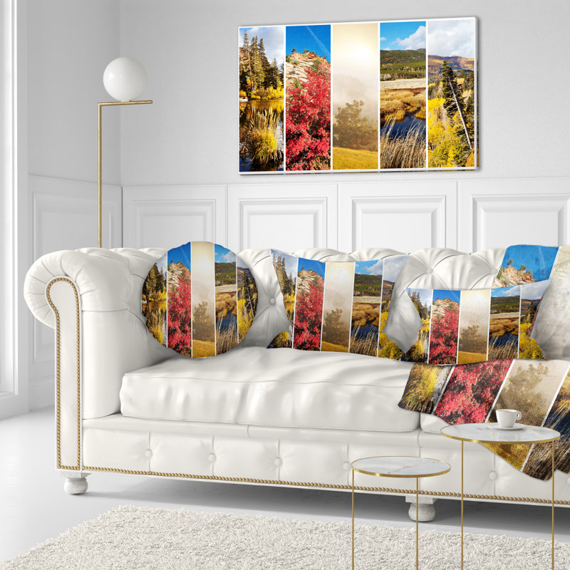 Coussin d'automne «Autumn in Sierra Nevada», 18" x 18", Carré