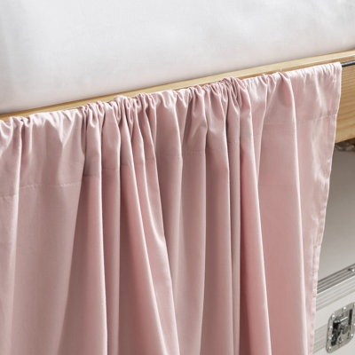 Cotton Dorm Bungee Bed Skirt 3 Panel Set - Darkened Blush