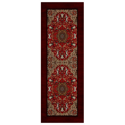 Tapis rouge en coton imprimé chenille Guria