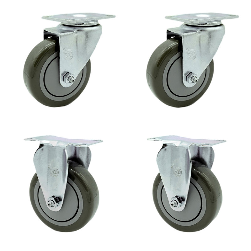 Ensemble de 4 roulettes en polyuréthane, gris