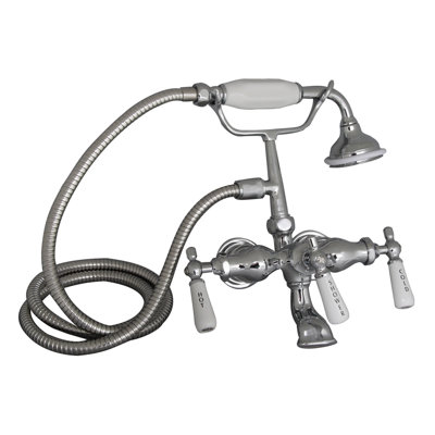 3 Handle Bathroom Clawfoot Tub Faucet with Diverter
