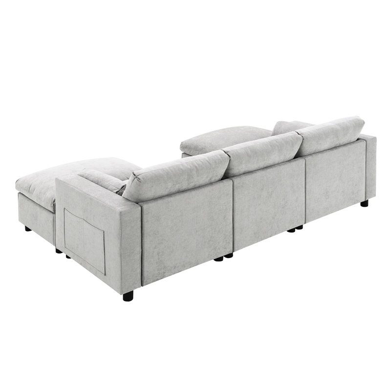 5 Seat Chenille U Shaped With Storage, 2 Movable Ottomans, Modern Living Room Enchantment Extra, Soft And Magical 86.5'' Sectional Couch, Ottomans For Apartment, Elegant Cozy