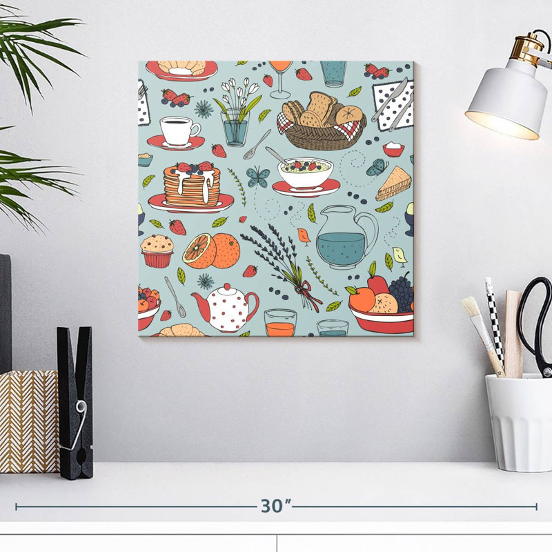 Breakfast Food Pattern, 16" H x 16" W