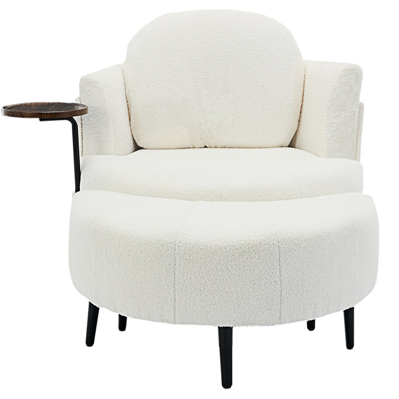 Canapé simple avec repose-pieds, Blanc