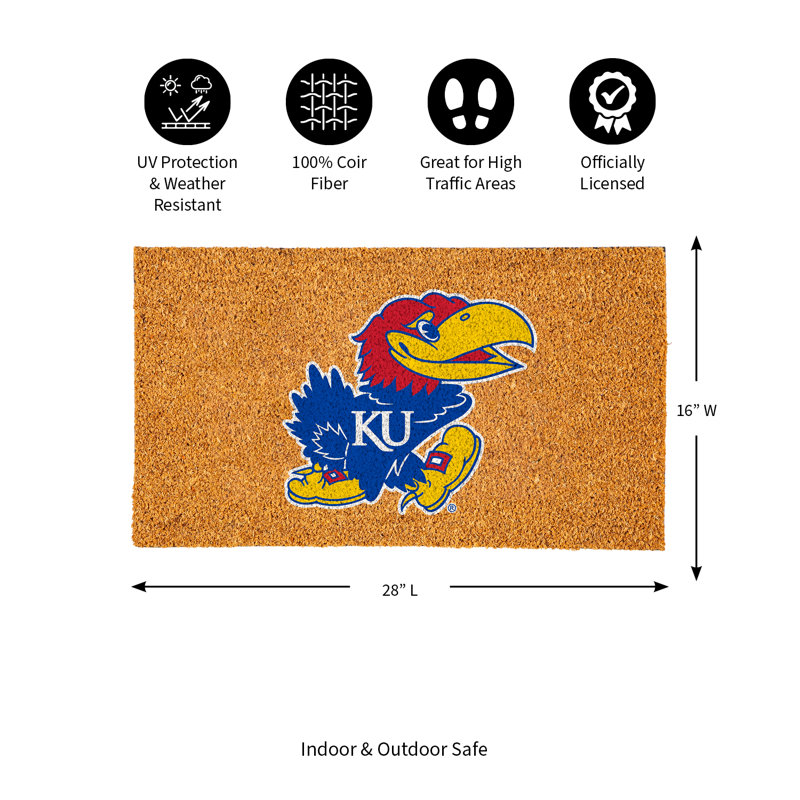 Paillasson en fibre de coco pour l'extérieur logo Université de Kansas