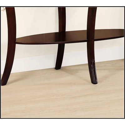 Traditional Dark Cherry Console Table With 5Mm Tempered Glass And Open Shelf Storage For Living Room Elegance