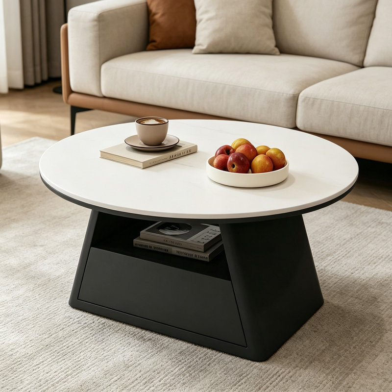 1 table basse simple, H 15,74 po x L 27,55 po x l 27,55 po, Blanc, Noir