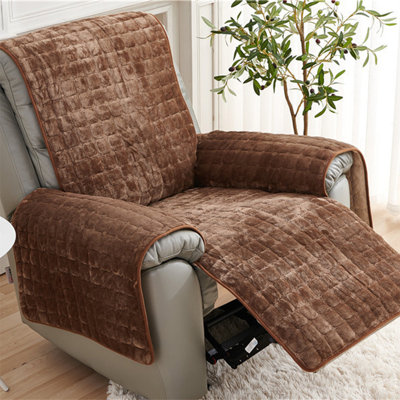 Housse en velours pour fauteuil inclinable Housse pour fauteuil inclinable Housse pour canapé inclinable antidérapante Protecteur de mobilier pour canapé avec sangles élastiques beige