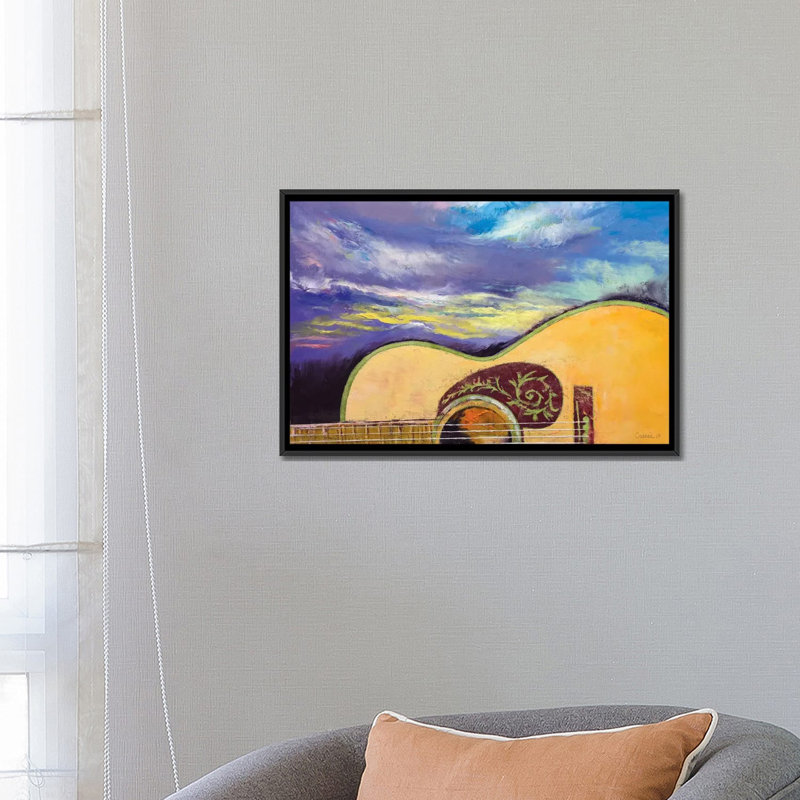 «Sunset Guitare», reproduction d'art sur toile, H 12 po x l 18 po x P 1,5 po, Toile tendue, Pas de tapis