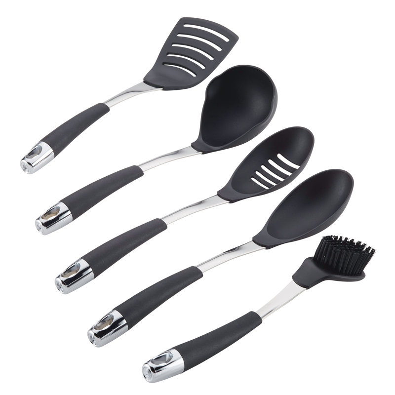 Circulon Harmony Nylon Kitchen Tools/  Cooking Utensils, 5 Piece, Black