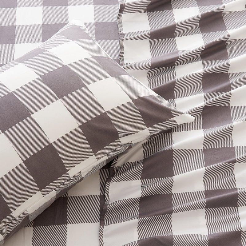Ultra Soft Printed Microfiber Sheet Set, Full Sheet Set + Fitted Sheet + 2 Pillowcases, Gray/White