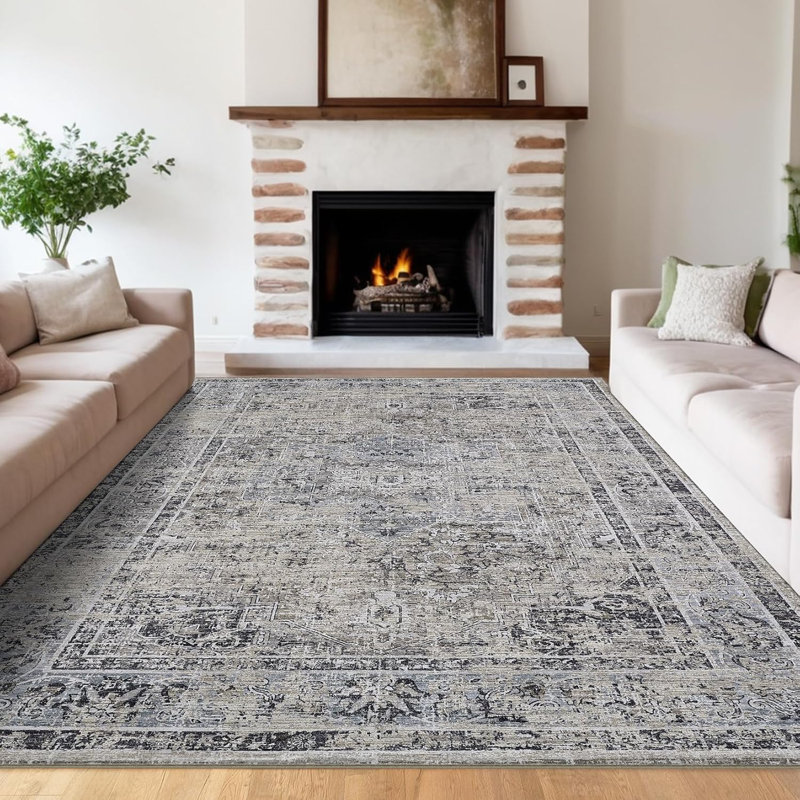 Tapis rétro antidérapant antidérapant pour tapis de chambre à coucher, salle à manger, bureau à domicile, poils courts, rétro.