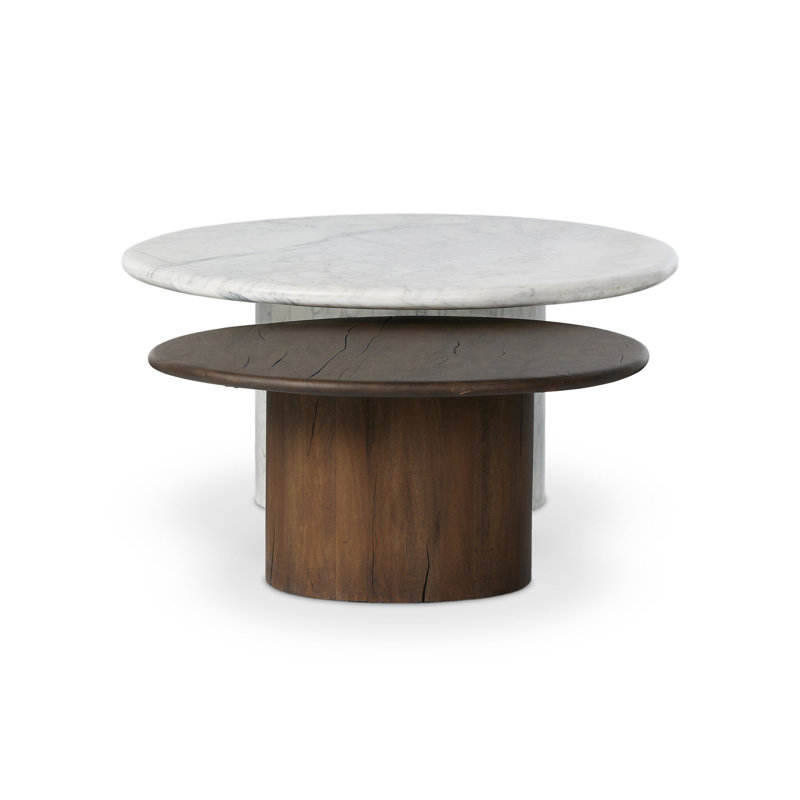 Brennan Coffee Tables, Aged Belgium Bleach/White Calacatta Marble