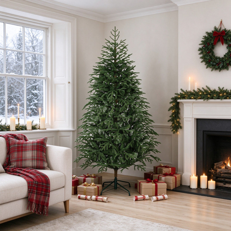 6 ft Artificial Full Spruce Christmas Tree, Green with Realistic Dense Tips, Easy Assembly