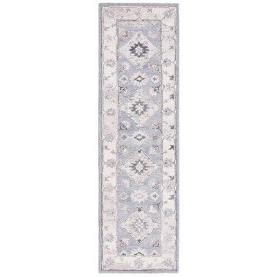 Tapis gris / ivoire en laine touffeté à la main Routh