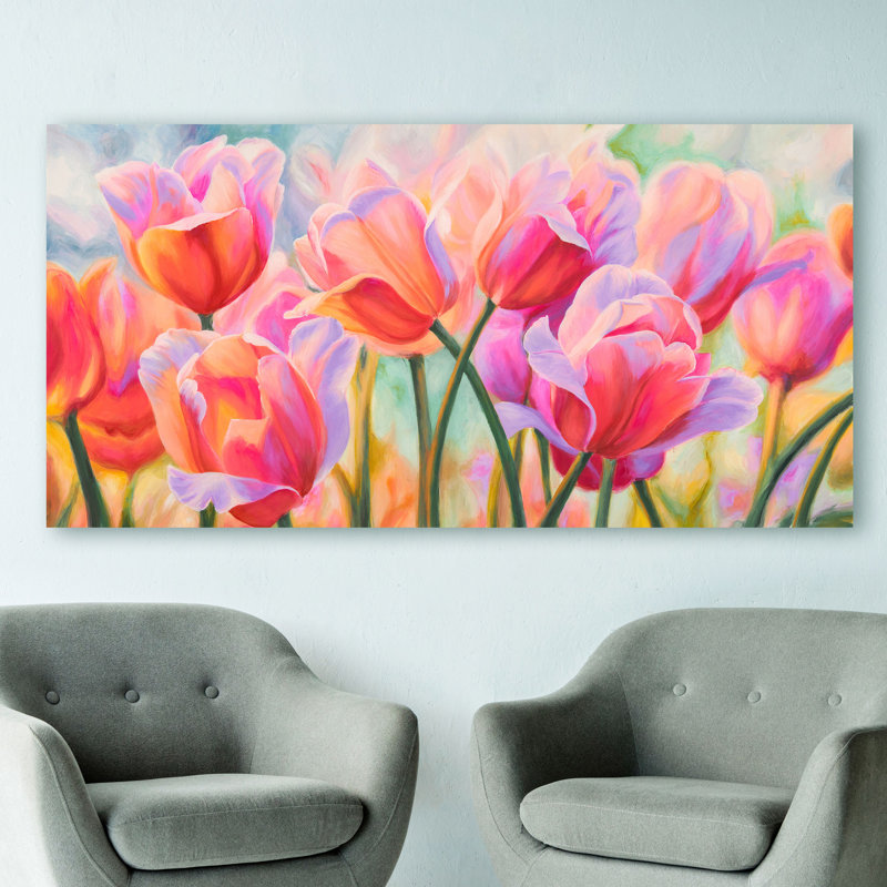 Tulips In Wonderland by Cynthia Ann - Wrapped Canvas Print, 35cm H x 70cm W x 4cm D