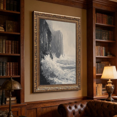 Dramatic Cliffside Ocean Waves Crashing Against Rocks