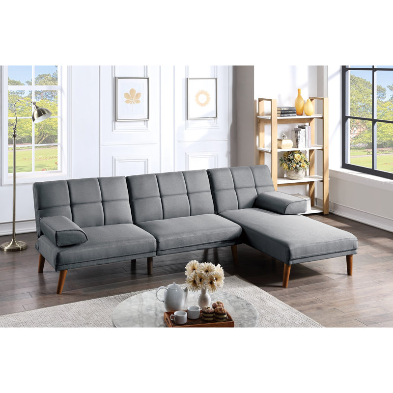 Contemporary Couch, With Solid Wood Legs And Foam Cushion Bed, Support, Gray