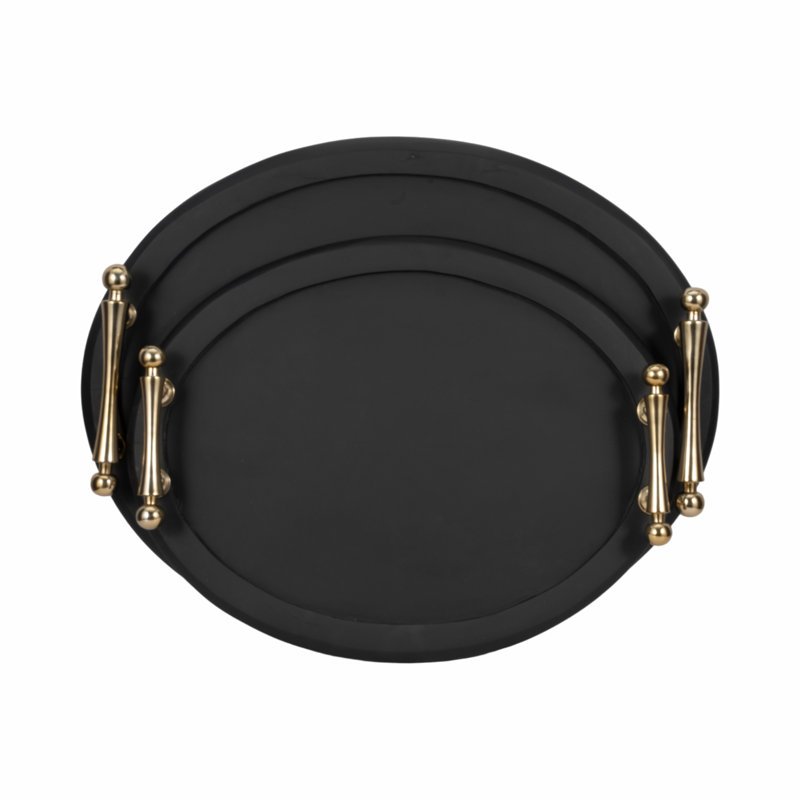 2 plateaux en bois Kaylisa, Noir