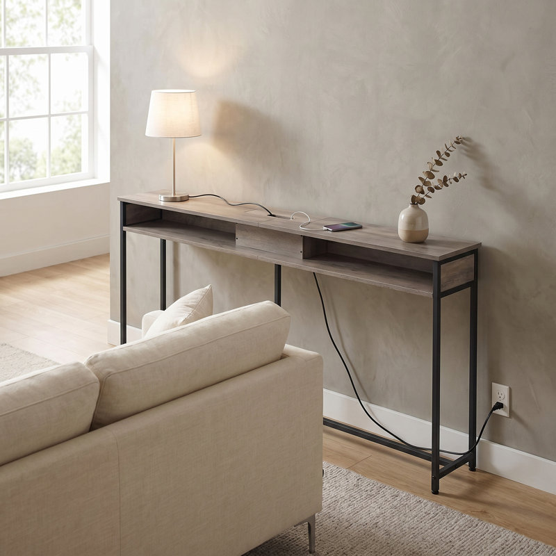 Console de 70,9 pouces avec prise de courant et tablettes