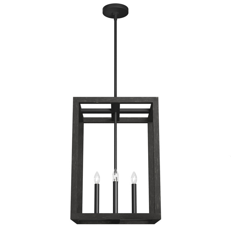Squire Manor 4 - Light Lantern Rectangle Chandelier, 77" H x 15" W x 15" D, Matte Black