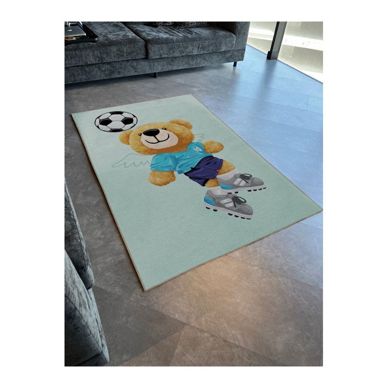 Tapis lavable décoratif bleu et bleu, Rectangle 3 pi 3 po x 4 pi 11 po