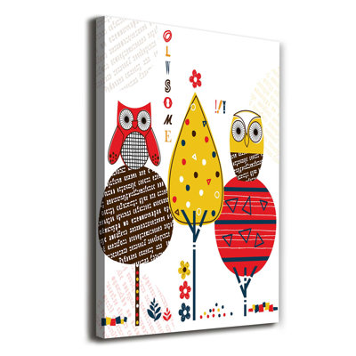 Owls On The Trees - Wrapped Canvas Print