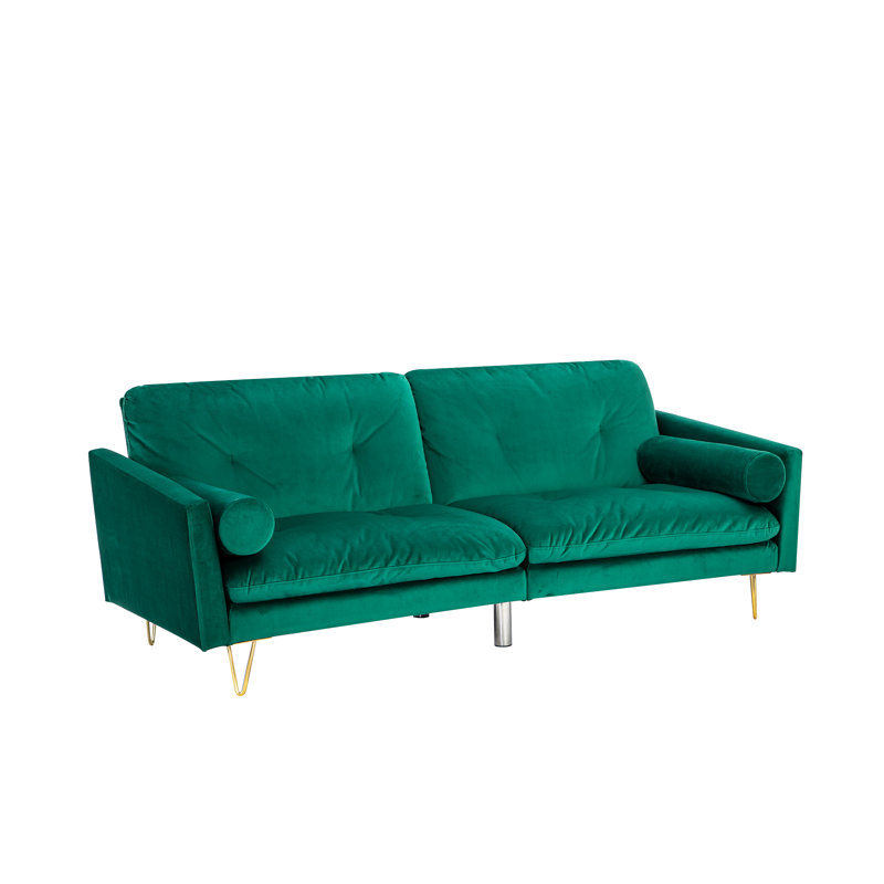 Odysseus 3 Seater Velvet Sleeper, Green