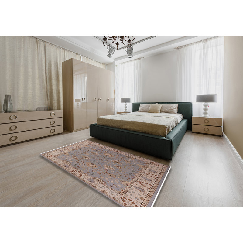 Tapis oriental brun / bleu Laurits, Rectangle 5 pi x 7 pi