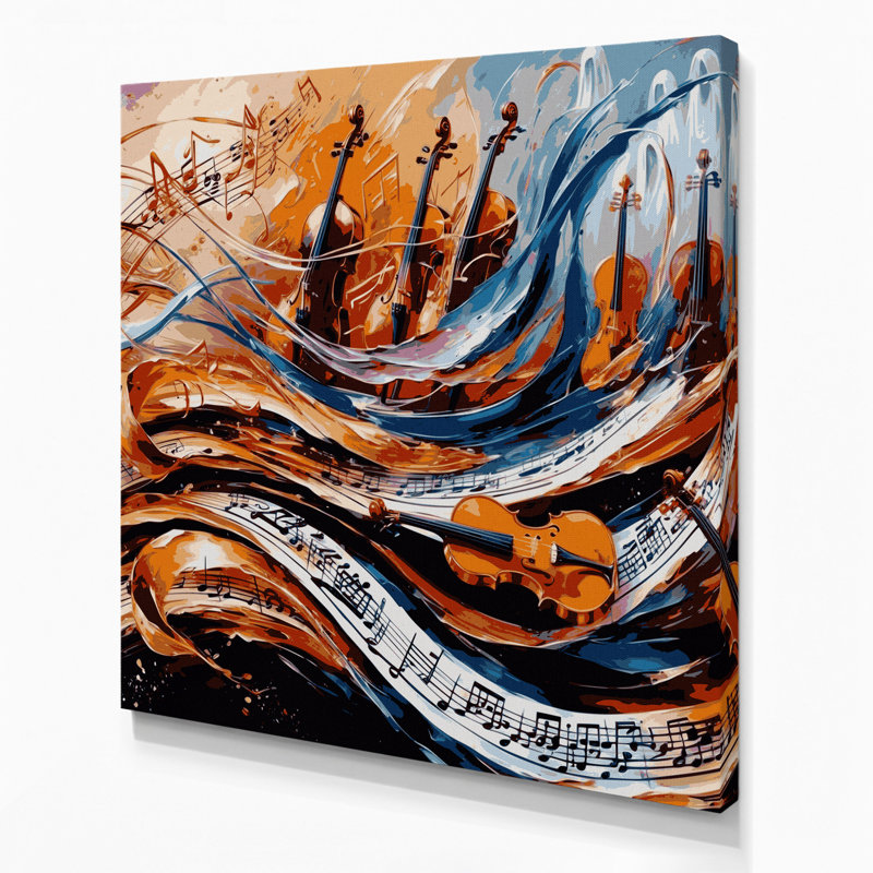 Art musical sur toile, chorale musicale et symphonie brune, H 12 po x l 12 po