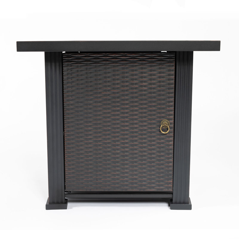 28" Modern Propane Gas Fire Pit Table, 50000 BTU Square Steel for Outdoor Patio Deck Garden - Black