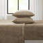 Grand drap 4 pièces taupe - 100% ultra doux et ajusté 2 taies d'oreiller brossées des deux côtés Velours lavable à la machine